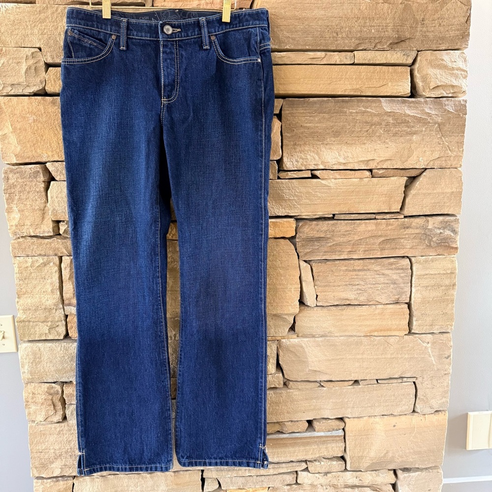 Wrangler Womens Ultimate Riding Jean Cash No Gap Waistband Bootcut Darker Wash